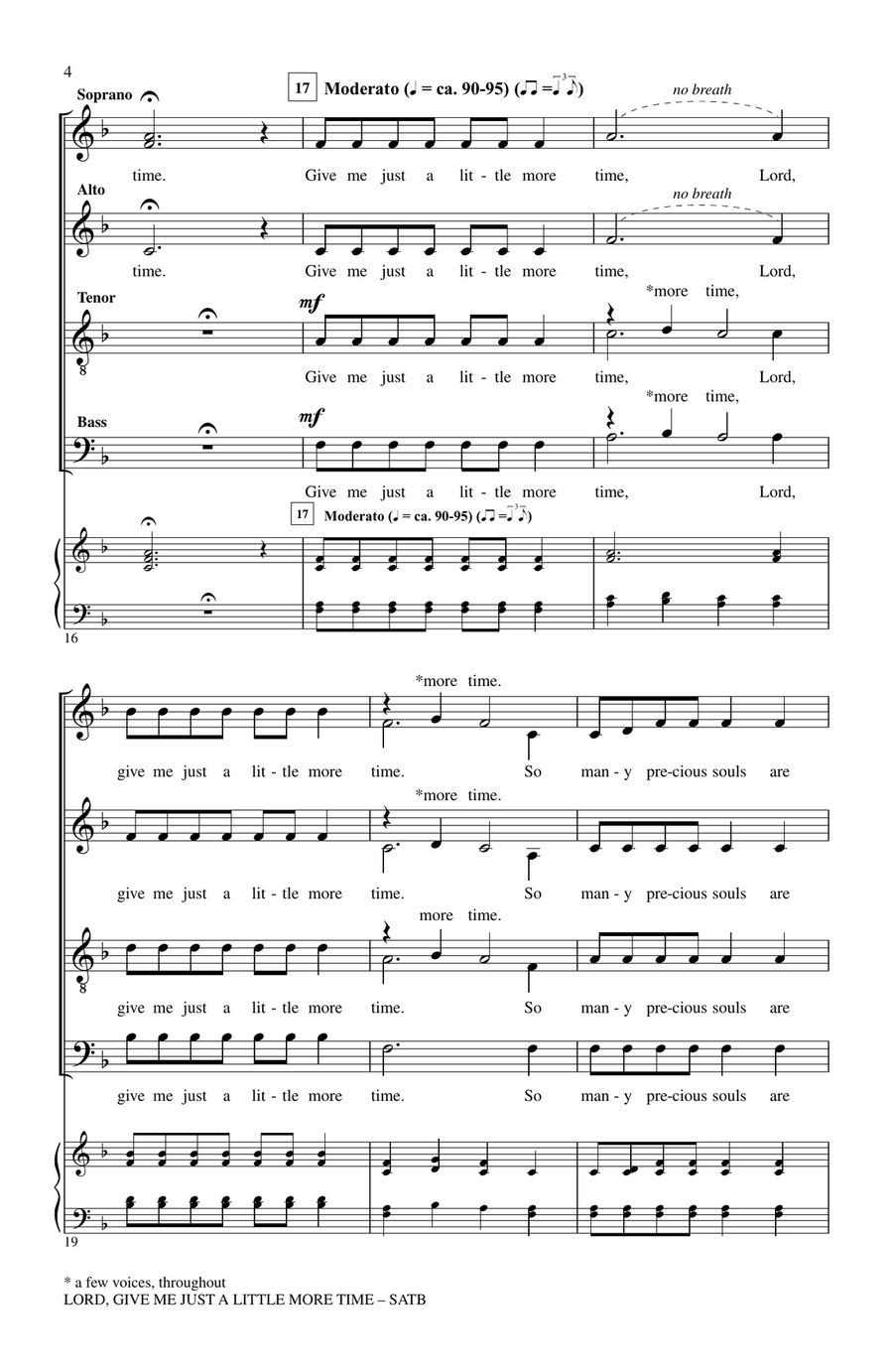 Lord, Give Me Just A Little More Time 4-Part scores gallery preview page 3