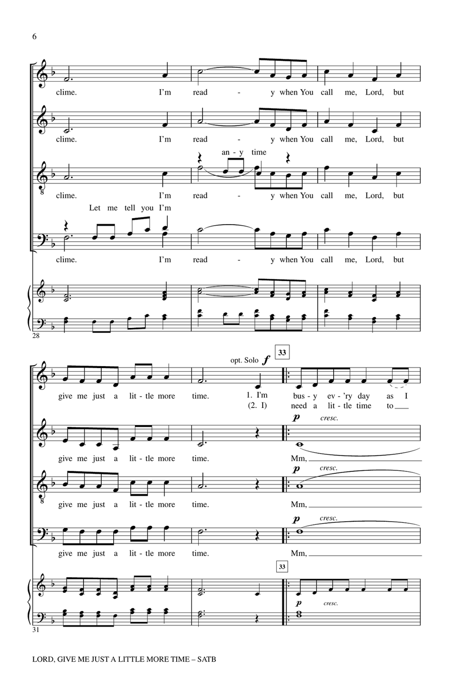 Lord, Give Me Just A Little More Time 4-Part scores gallery preview page 5