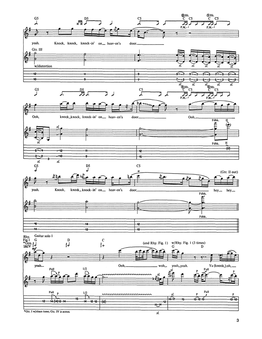 Knockin' On Heaven's Door Acoustic Guitar scores gallery preview page 3
