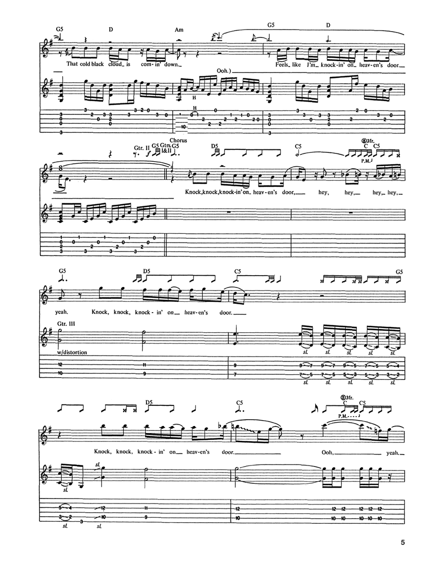 Knockin' On Heaven's Door Acoustic Guitar scores gallery preview page 5