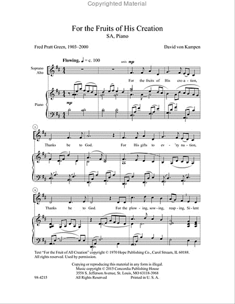 For the Fruits of His Creation SA scores gallery preview page 2