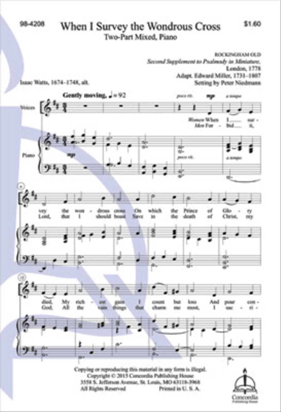 When I Survey the Wondrous Cross (Niedmann) 2-Part scores gallery preview page 1