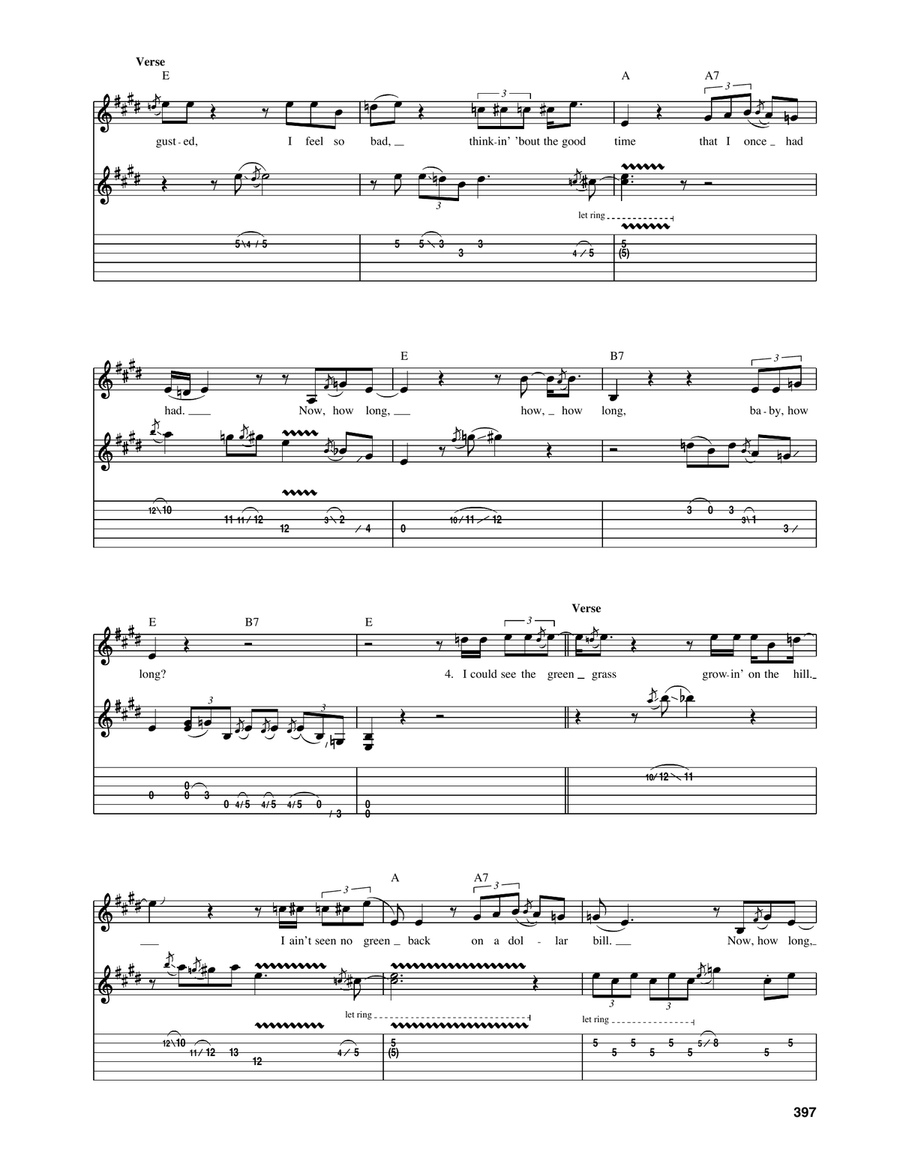 How Long Blues (How Long, How Long Blues) Electric Guitar scores gallery preview page 4