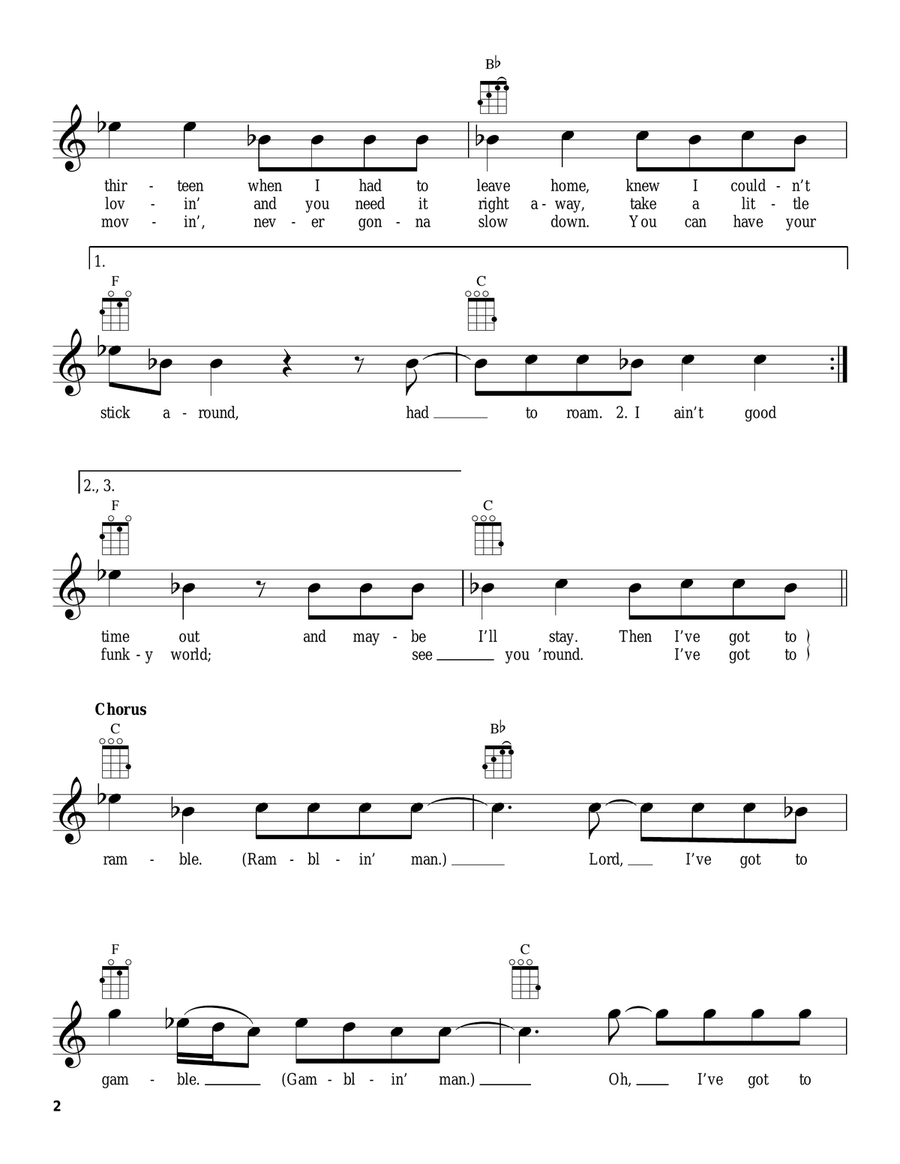 Ramblin' Gamblin' Man Ramblin' Gamblin' Man Ukulele scores gallery preview page 2