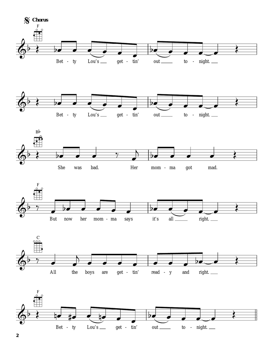 Betty Lou's Gettin' Out Tonight Ukulele scores gallery preview page 2