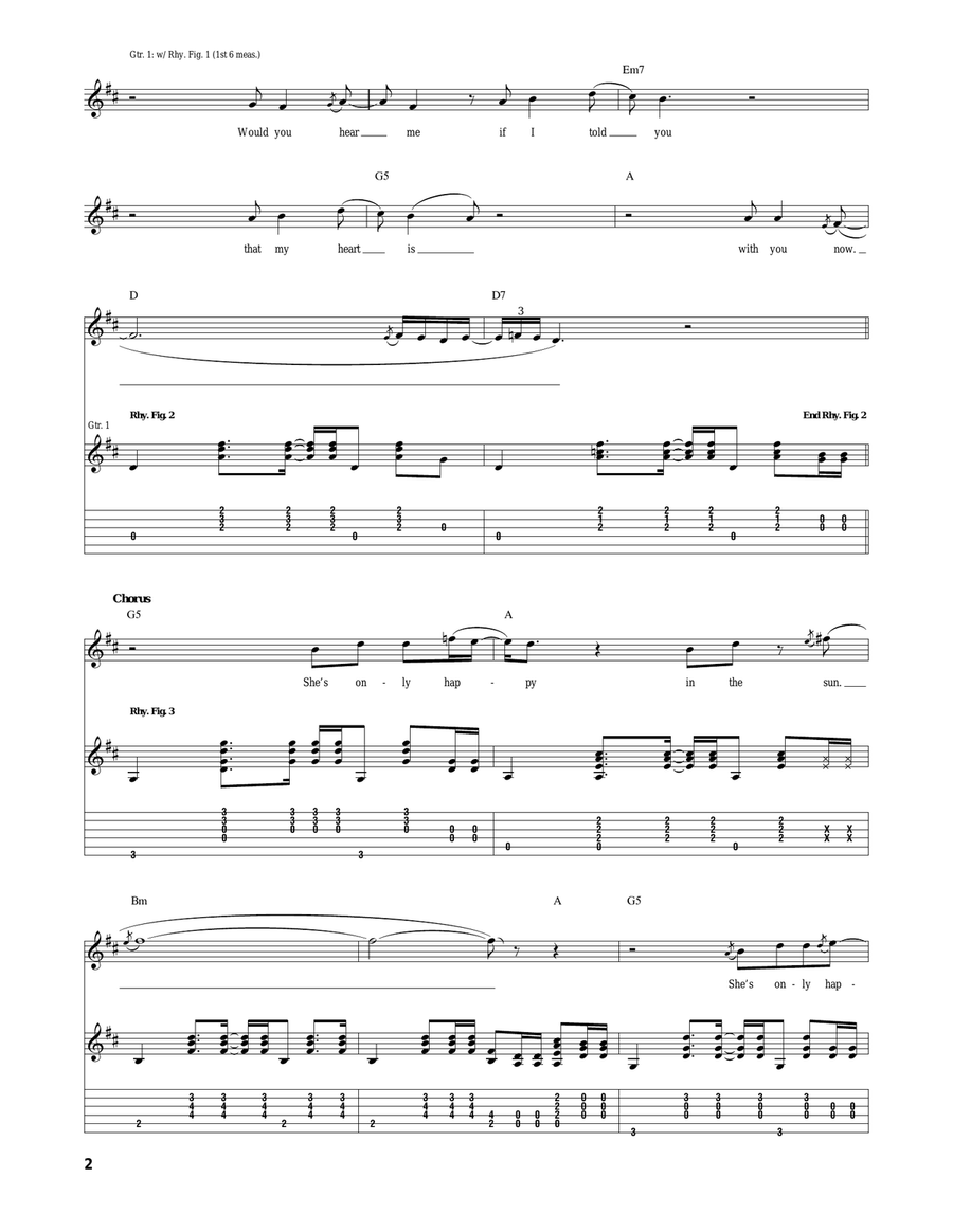 She's Only Happy In The Sun Acoustic Guitar scores gallery preview page 2