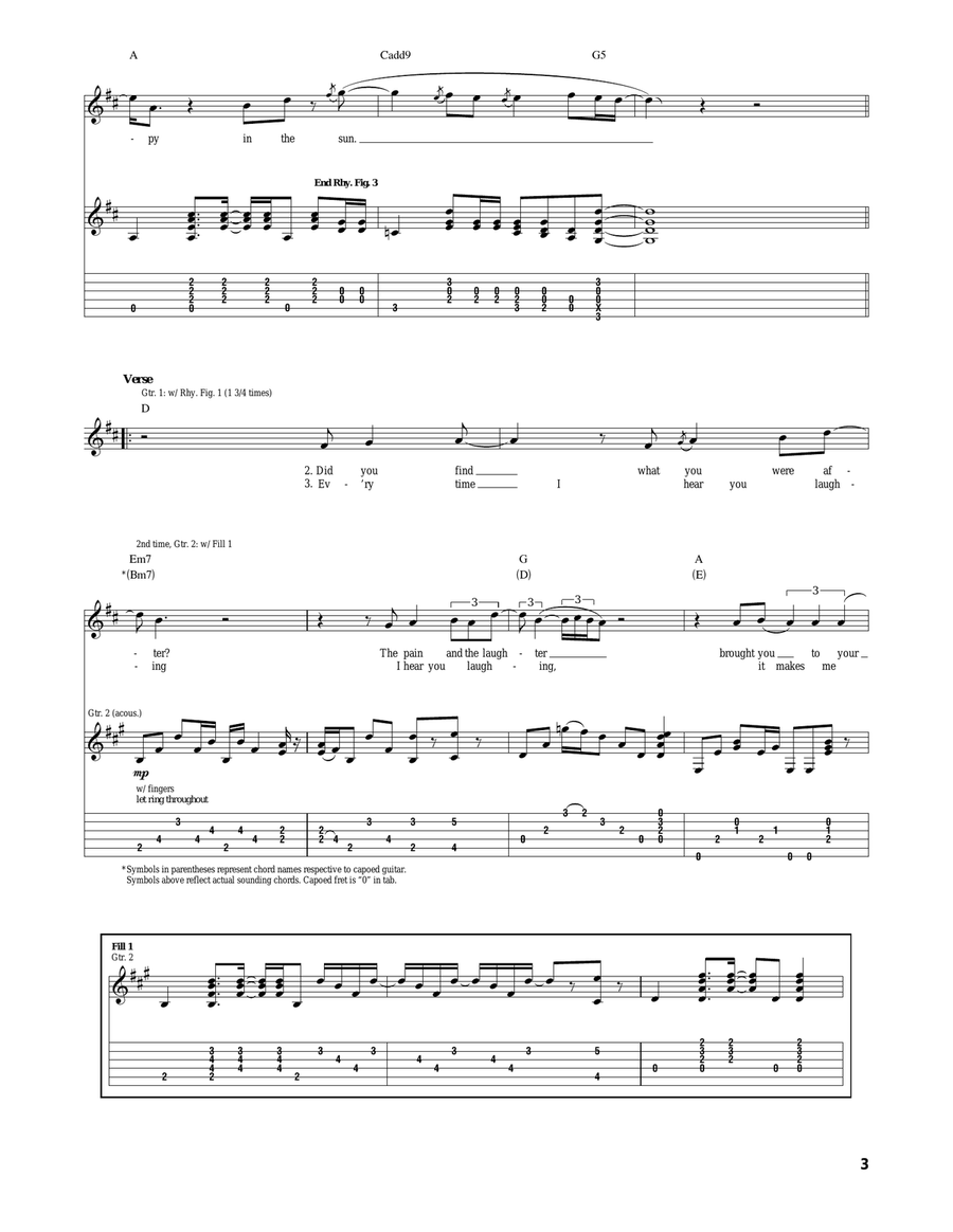 She's Only Happy In The Sun Acoustic Guitar scores gallery preview page 3
