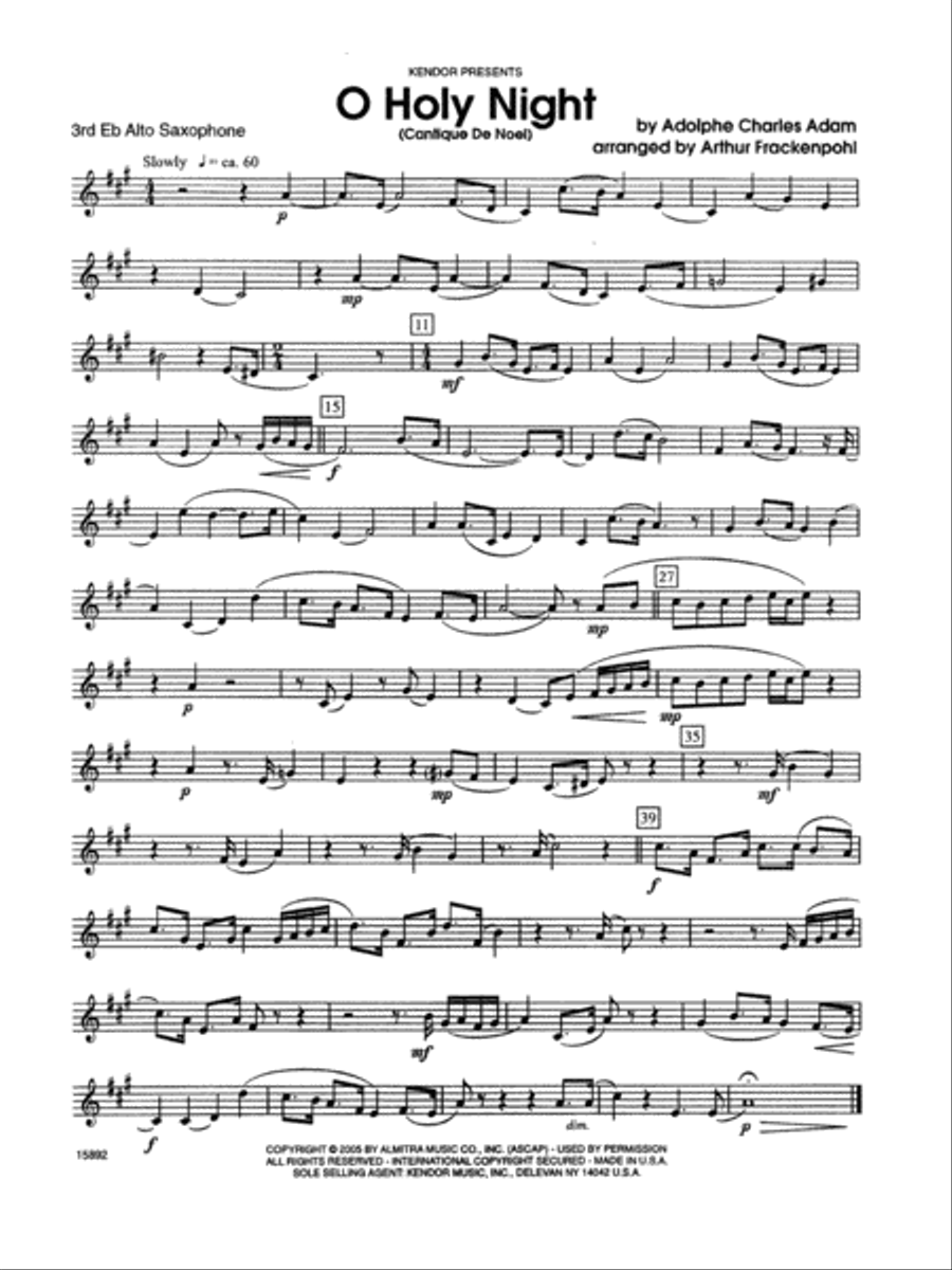 O Holy Night (Cantique de Noel) - 3rd Eb Alto Saxophone Alto Saxophone scores gallery preview page 1