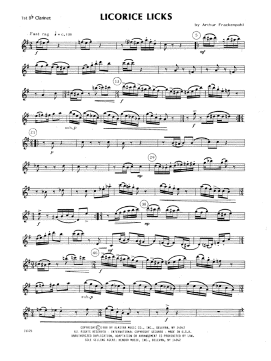 Licorice Licks - 1st Bb Clarinet B-Flat Clarinet scores gallery preview page 1