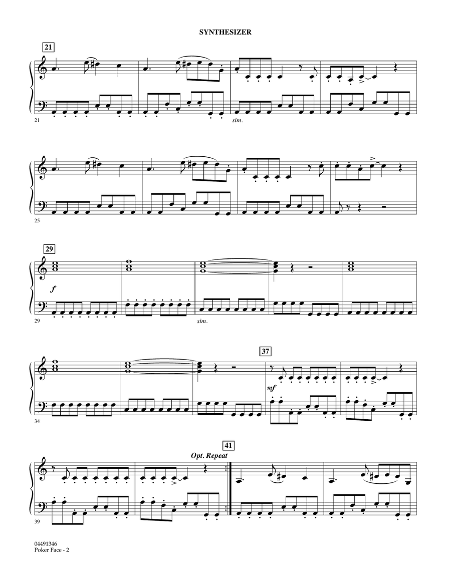Poker Face - Synthesizer Poker Face - Synthesizer Orchestra scores gallery preview page 2