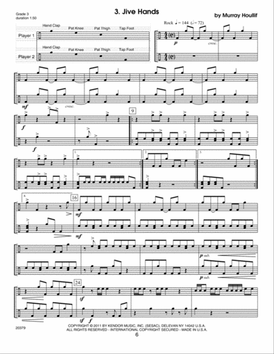 Body Percussion For Two by Murray Houllif Percussion - Digital Sheet Music page 6