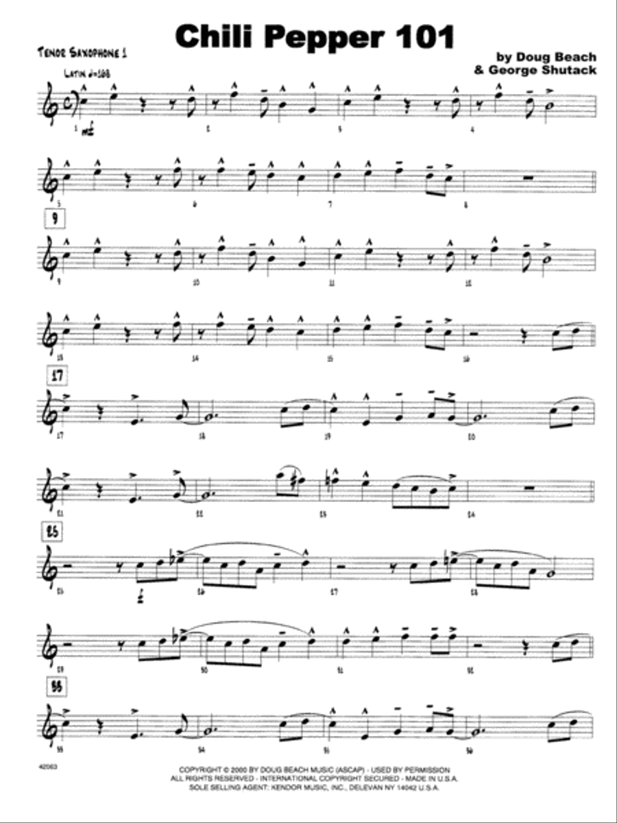 Chili Pepper 101 - Tenor Sax 1 Tenor Saxophone scores gallery preview page 1