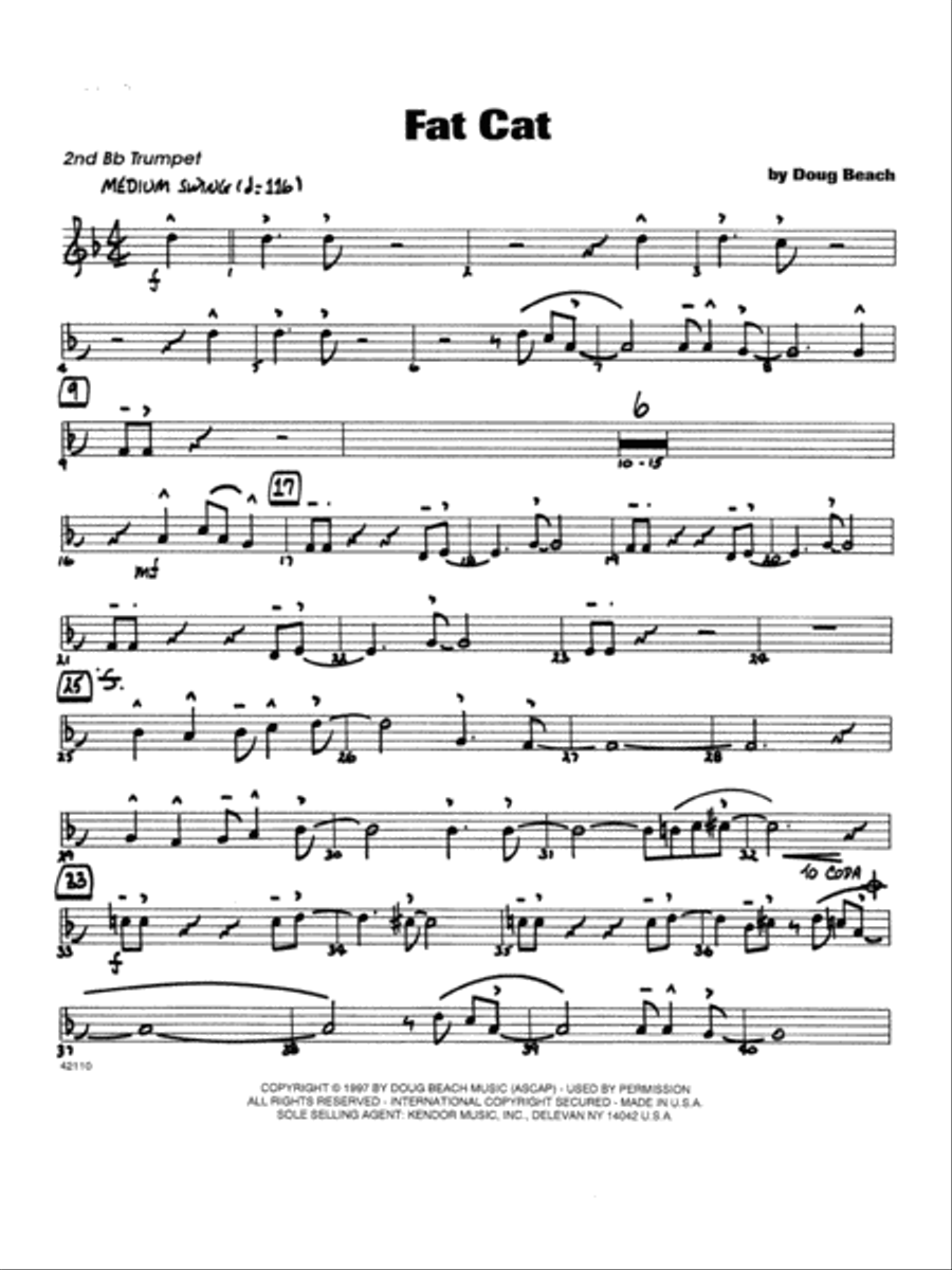 Fat Cat - Trumpet 2 Trumpet scores gallery preview page 1