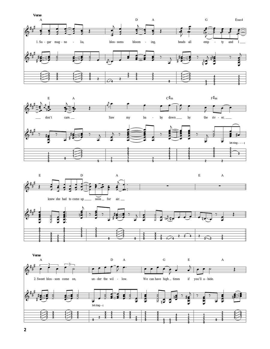 Sugar Magnolia Sugar Magnolia Acoustic Guitar scores gallery preview page 2