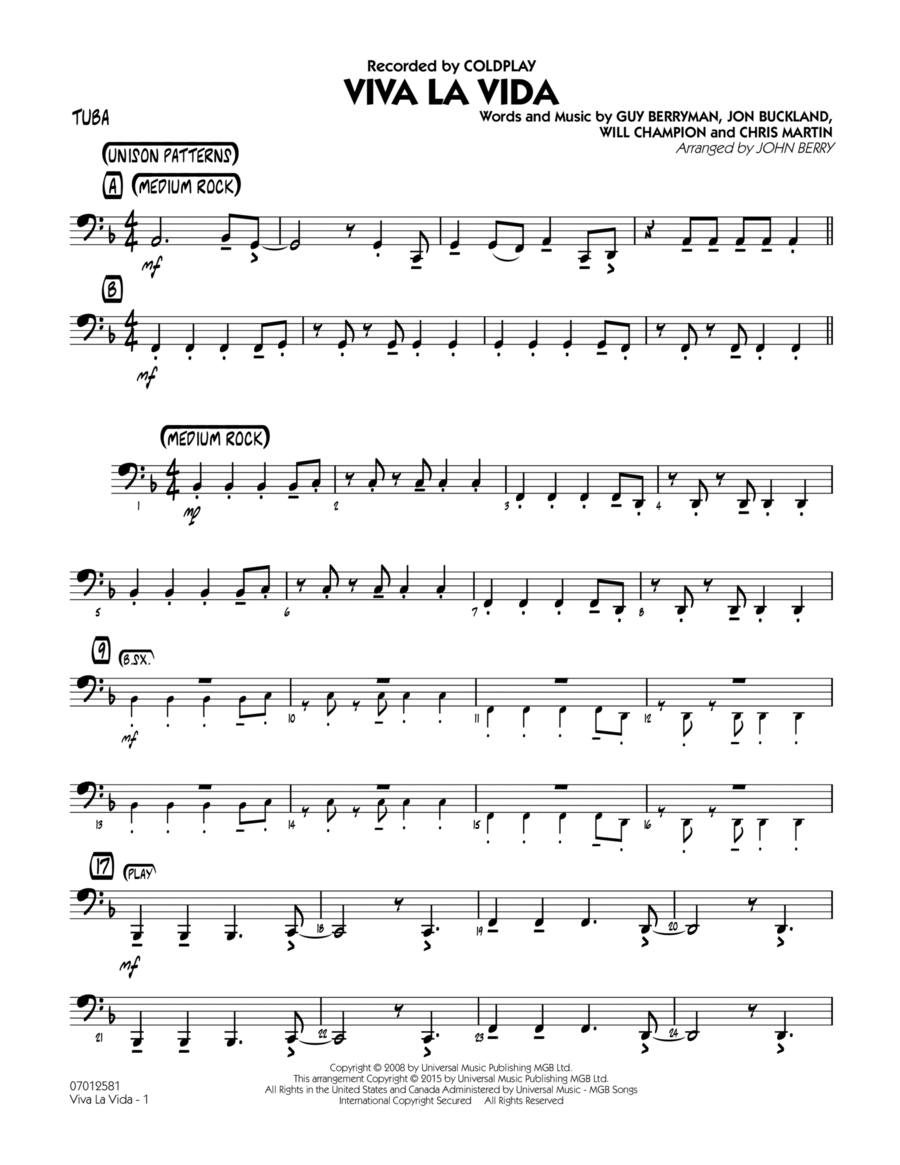 Viva La Vida - Tuba Tuba scores gallery preview page 1