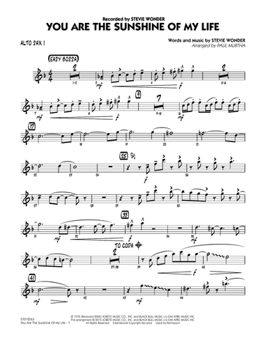 You Are the Sunshine of My Life - Alto Sax 1
