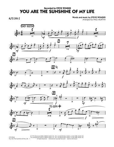 You Are the Sunshine of My Life - Alto Sax 2