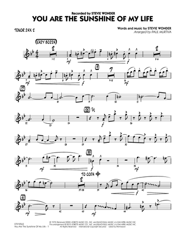 You Are the Sunshine of My Life - Tenor Sax 2