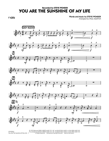 You Are the Sunshine of My Life - F Horn