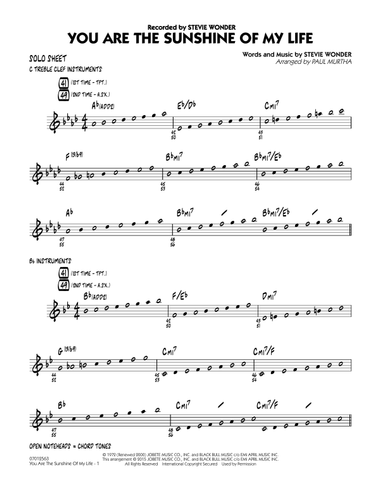 You Are the Sunshine of My Life - Solo Sheet