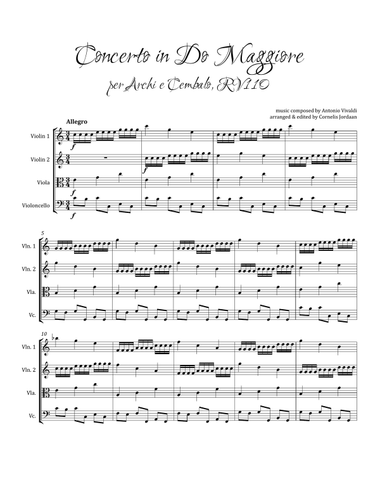 A. VIVALDI : Concerto in Do Maggiore RV110, a new arrangement for string orchestra