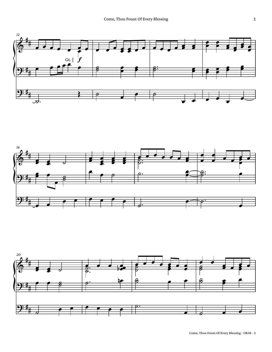 Come, Thou Fount of Every Blessing by James Gilbert Organ Solo - Digital Sheet Music page 3