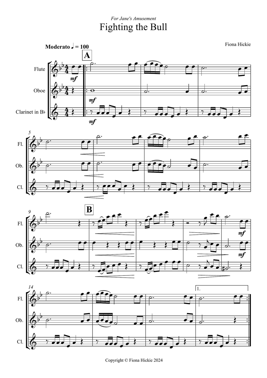 Fighting the Bull Fighting the Bull Woodwind Trio scores gallery preview page 2