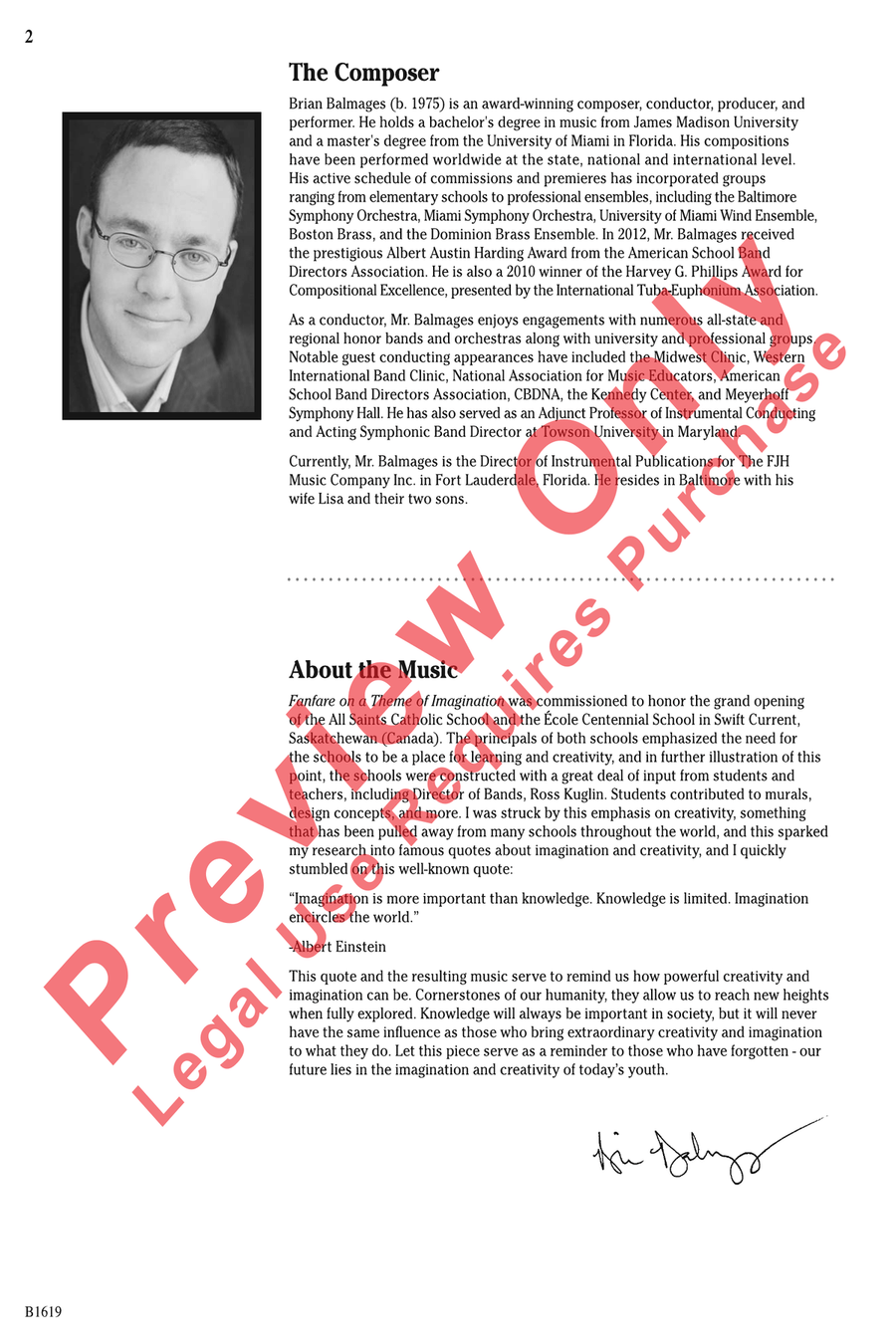 Fanfare on a Theme of Imagination Concert Band scores gallery preview page 2