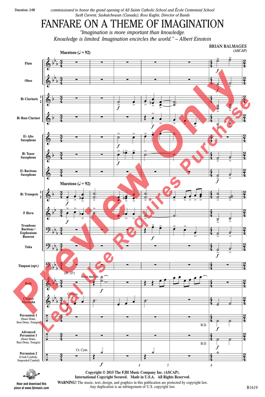 Fanfare on a Theme of Imagination Concert Band scores gallery preview page 3