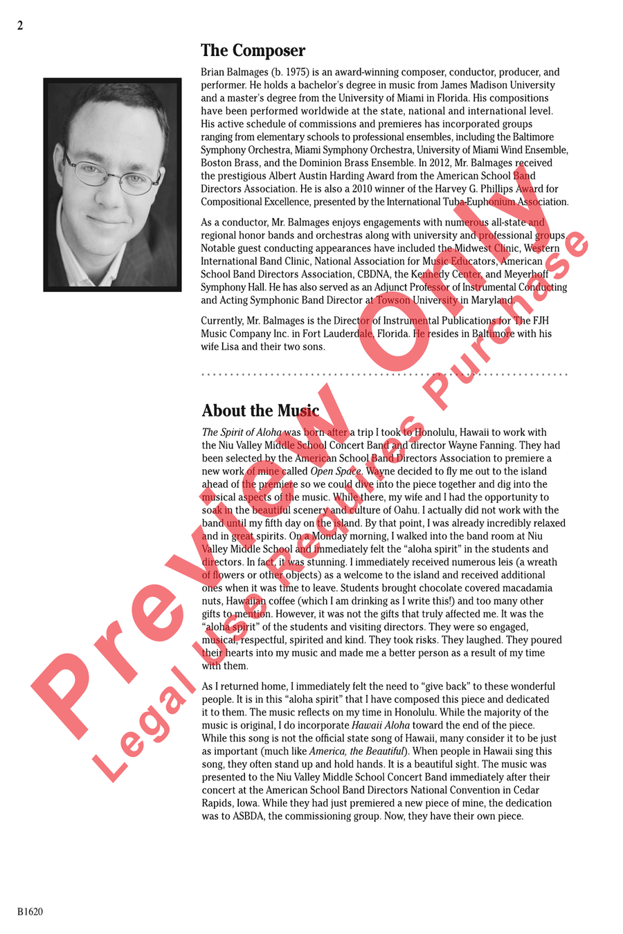 The Spirit of Aloha The Spirit of Aloha Concert Band scores gallery preview page 2