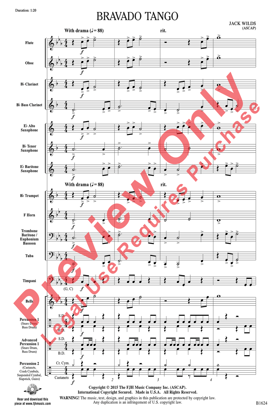 Bravado Tango Bravado Tango Concert Band scores gallery preview page 3