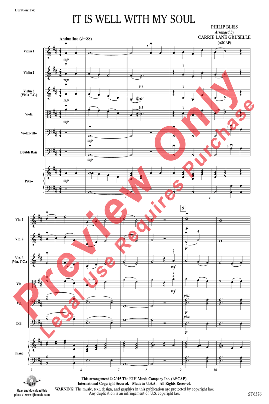 It Is Well with My Soul It Is Well with My Soul String Orchestra scores gallery preview page 3