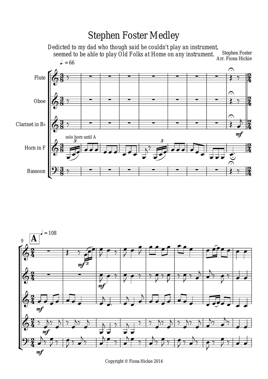 Stephen Foster Medley Stephen Foster Medley Woodwind Quintet scores gallery preview page 2
