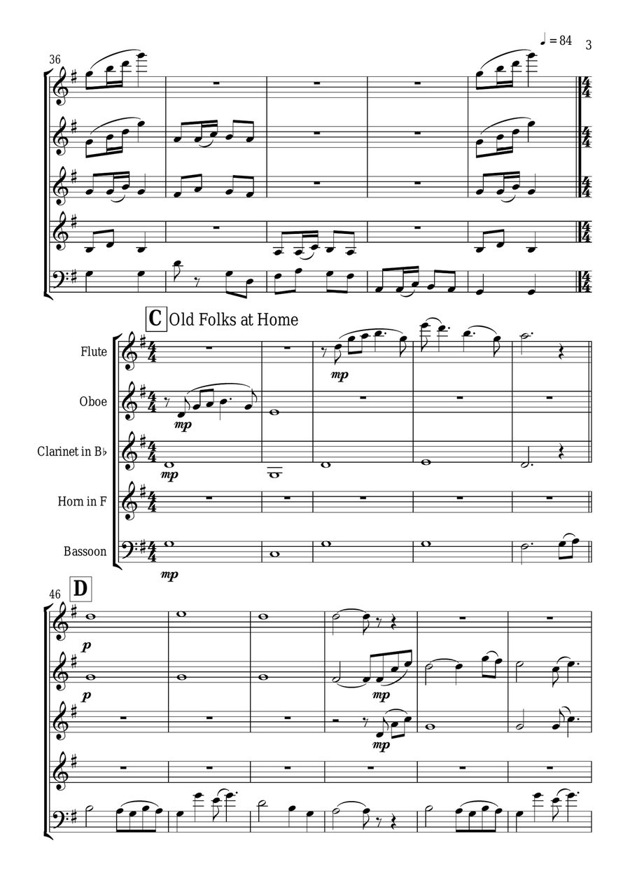 Stephen Foster Medley Stephen Foster Medley Woodwind Quintet scores gallery preview page 4