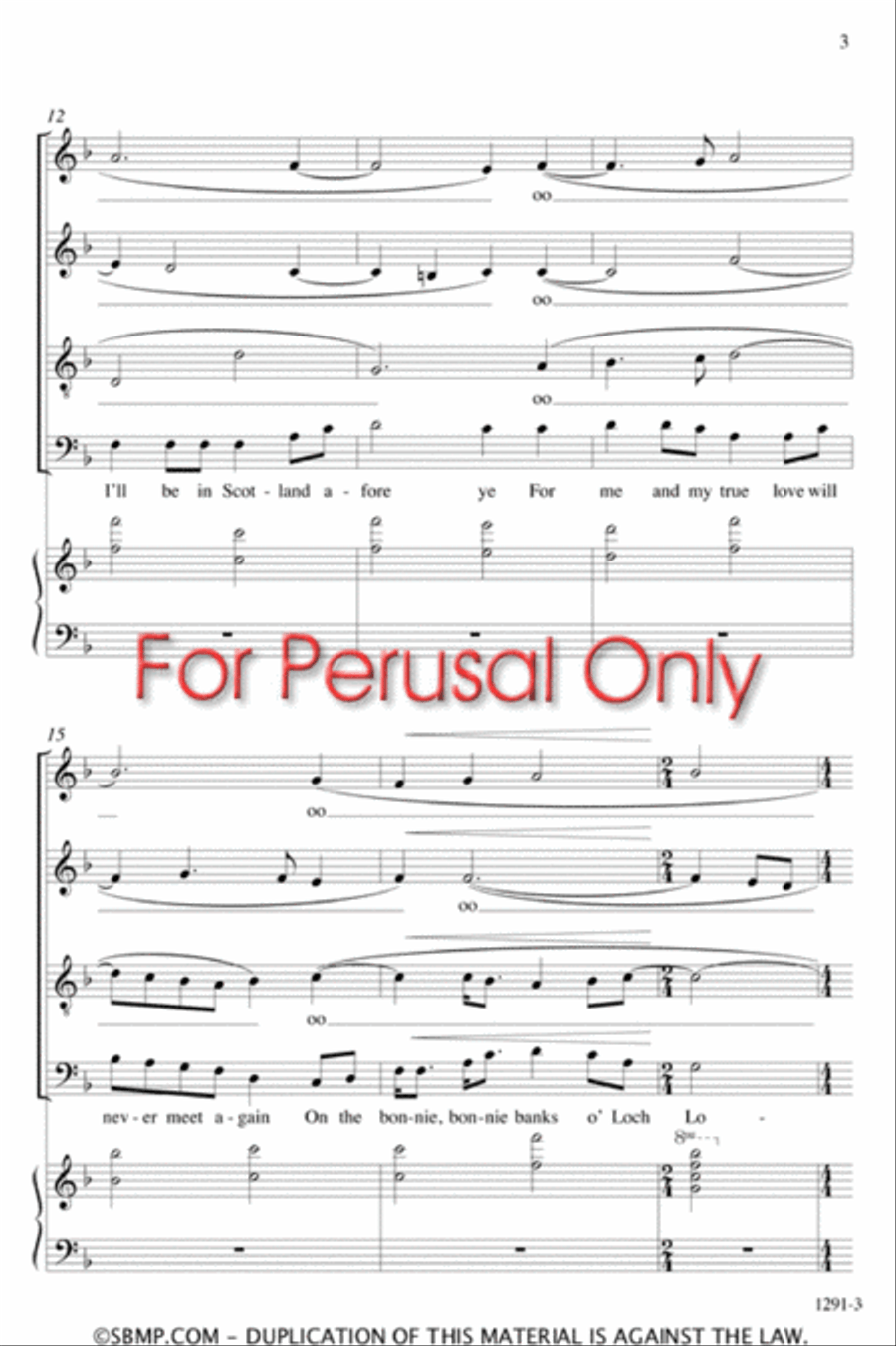 Loch Lomond - SATB Octavo 4-Part scores gallery preview page 3