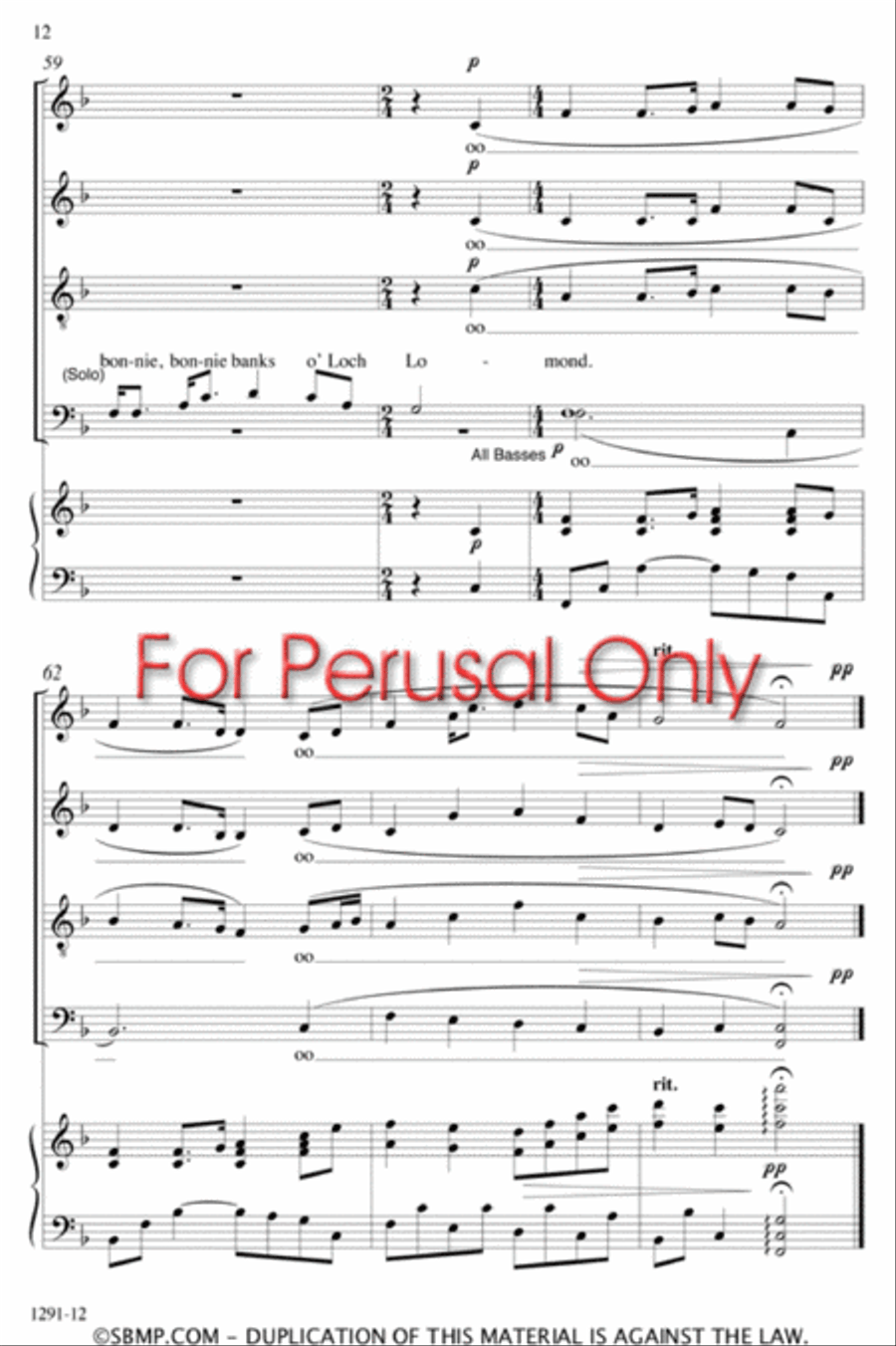 Loch Lomond - SATB Octavo 4-Part scores gallery preview page 12