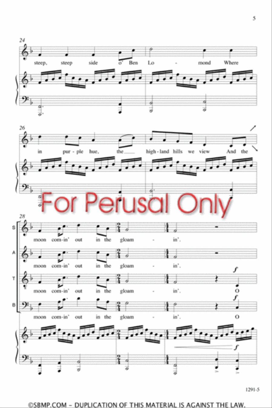 Loch Lomond - SATB Octavo 4-Part scores gallery preview page 5
