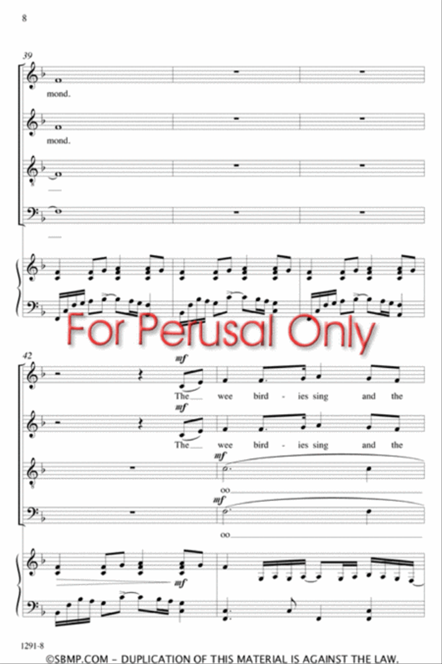 Loch Lomond - SATB Octavo 4-Part scores gallery preview page 8