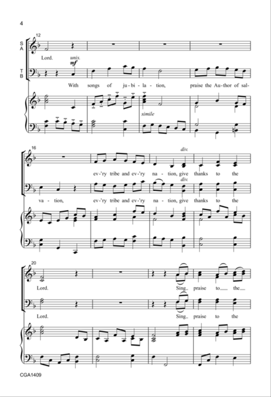 A Song of Thanks to the Lord 4-Part scores gallery preview page 3