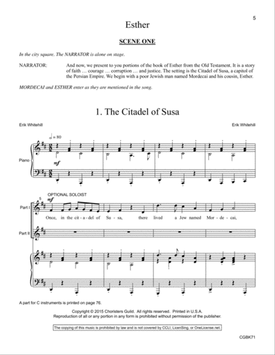 Esther (Singer's Edition) Unison Choir scores gallery preview page 22