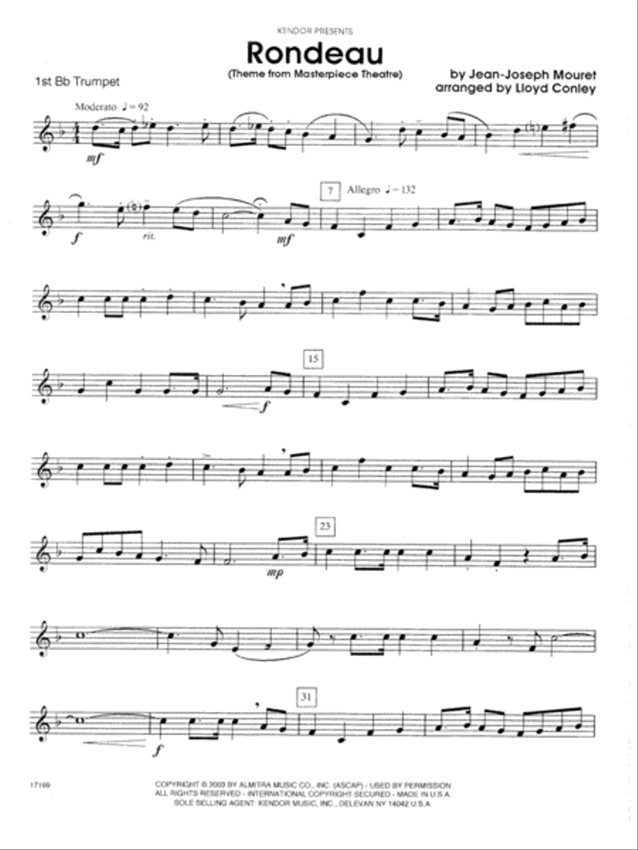 Rondeau (Theme From Masterpiece Theatre) - 1st Bb Trumpet B-Flat Trumpet scores gallery preview page 1