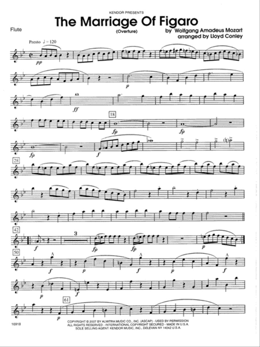 The Marriage Of Figaro (Overture) - Flute Flute scores gallery preview page 1