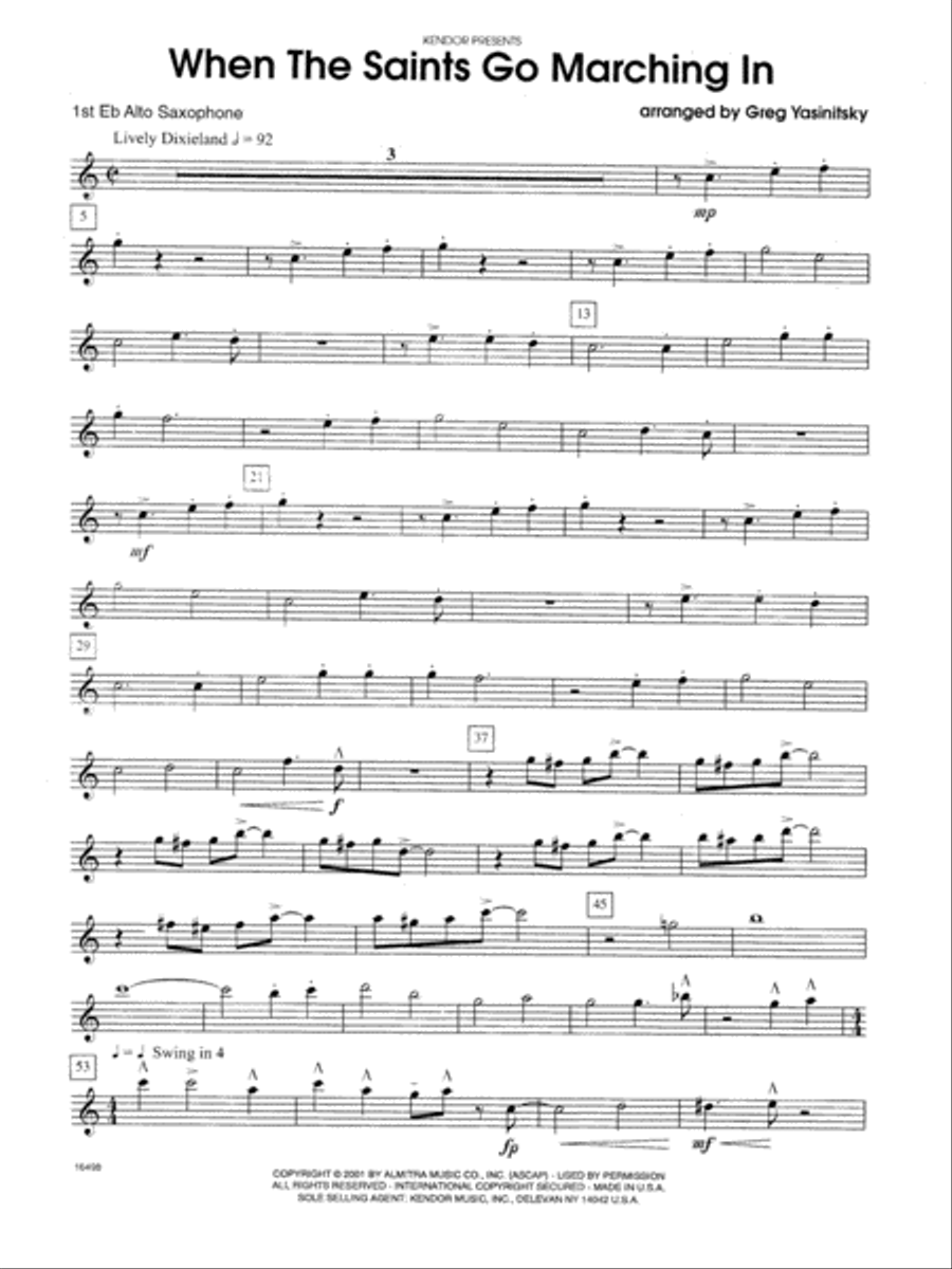 When the Saints Go Marching In - 1st Eb Alto Saxophone Alto Saxophone scores gallery preview page 1