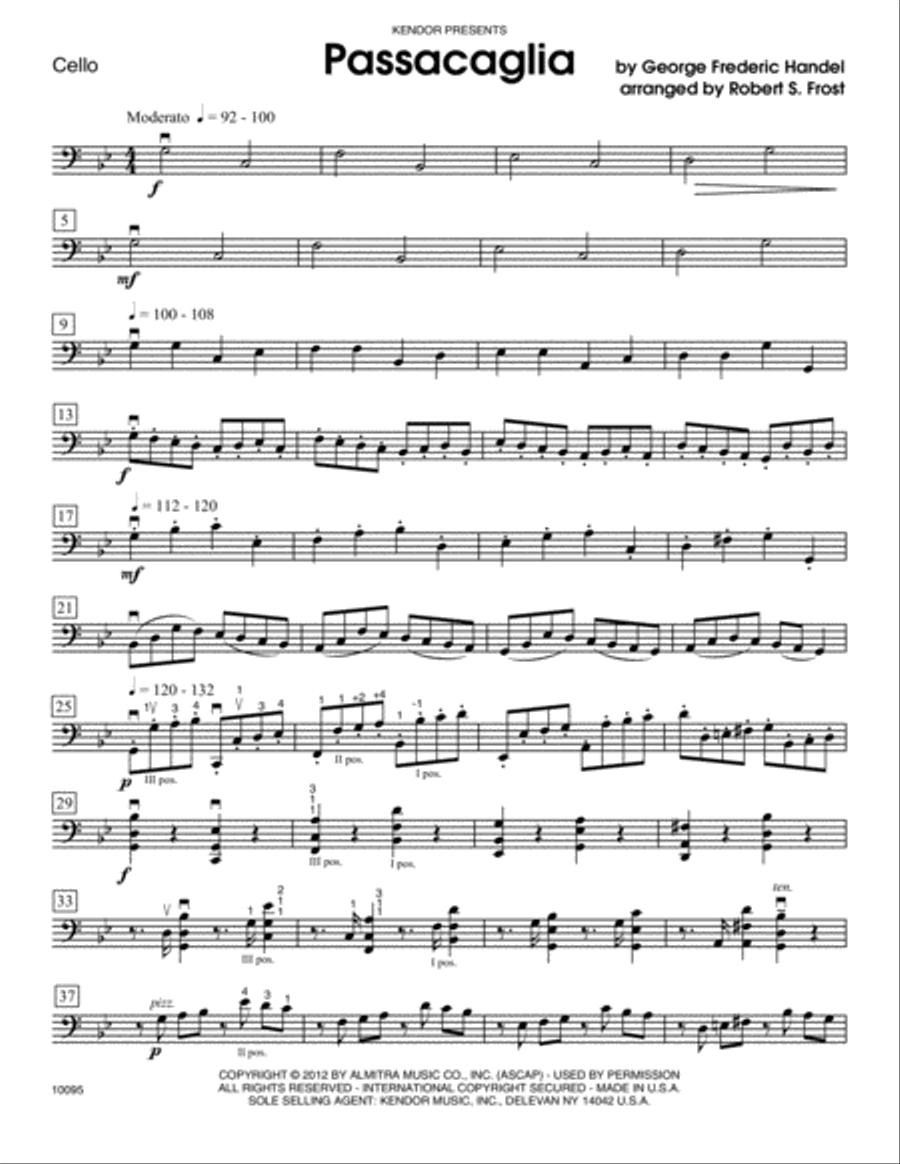 Passacaglia - Cello Cello scores gallery preview page 1