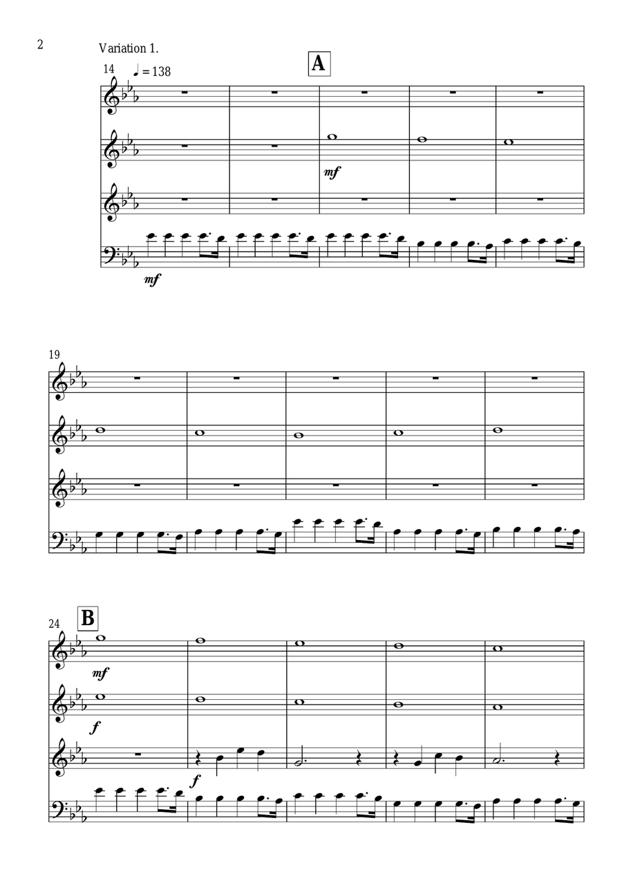 Variations on a Theme by Pachelbel Woodwind Quartet scores gallery preview page 3