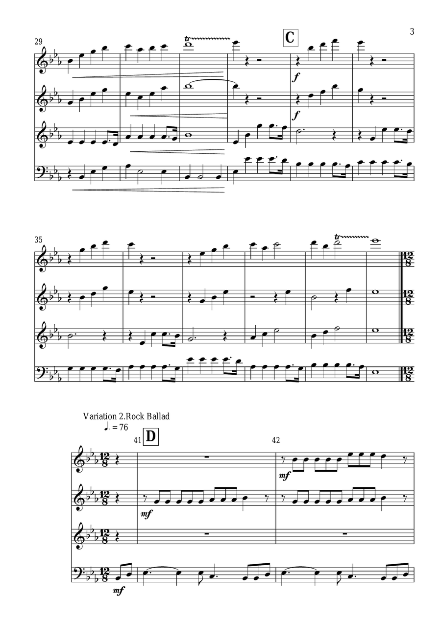 Variations on a Theme by Pachelbel Woodwind Quartet scores gallery preview page 4