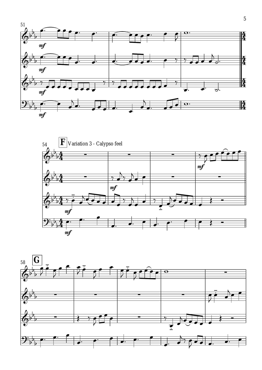 Variations on a Theme by Pachelbel Woodwind Quartet scores gallery preview page 6