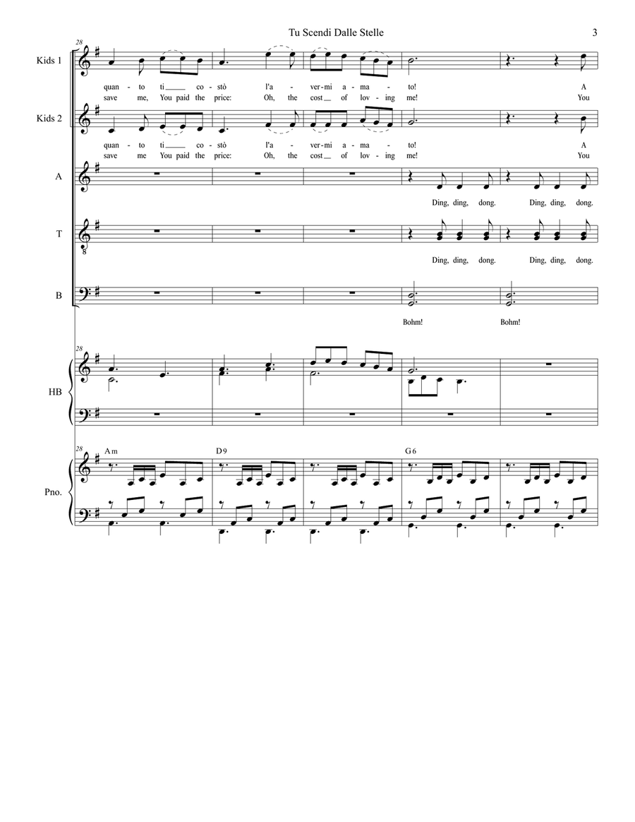 Tu Scendi Dalle Stelle (SATB Full Score) 4-Part scores gallery preview page 3
