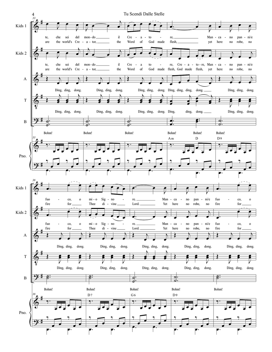 Tu Scendi Dalle Stelle (SATB Full Score) 4-Part scores gallery preview page 4