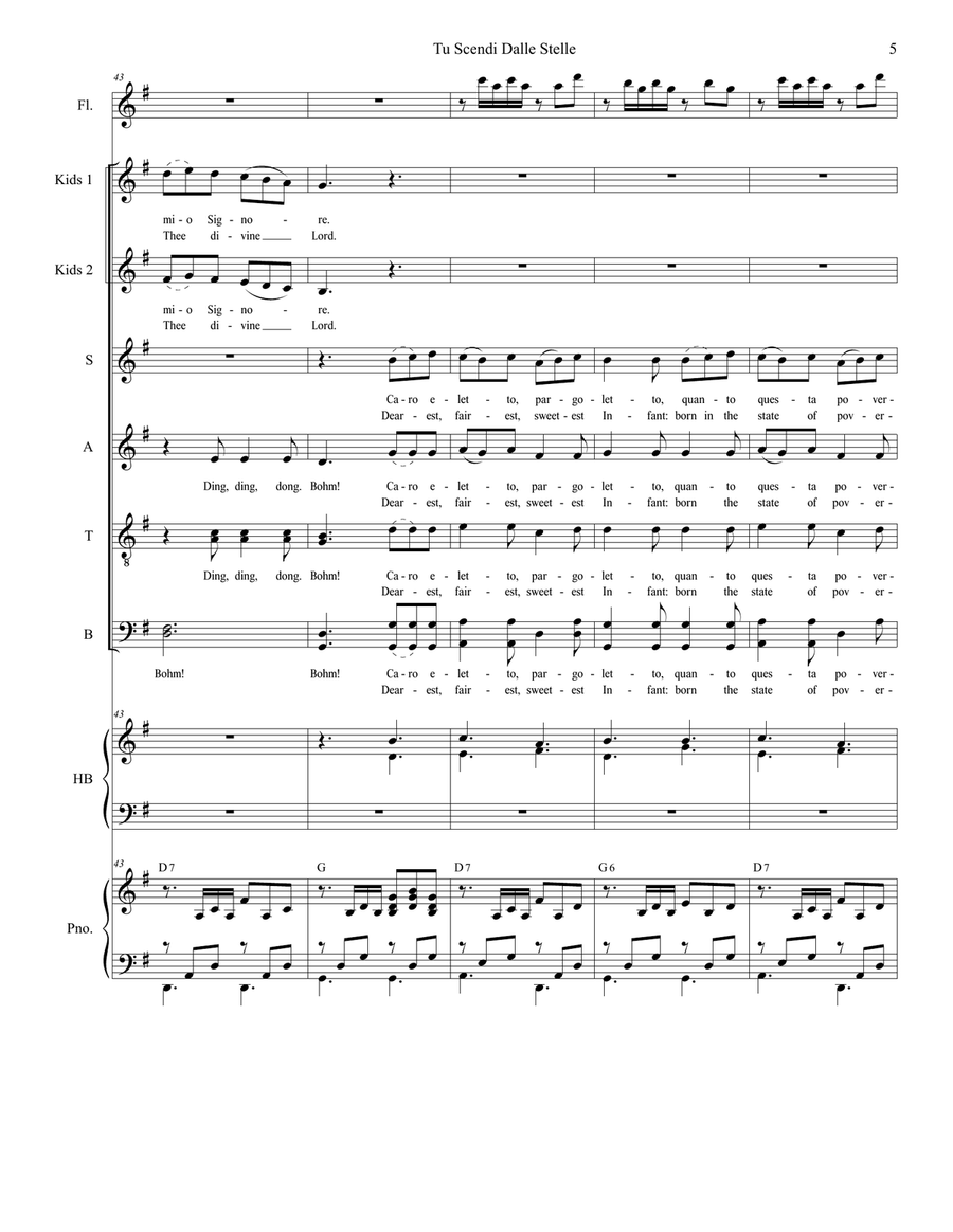 Tu Scendi Dalle Stelle (SATB Full Score) 4-Part scores gallery preview page 5